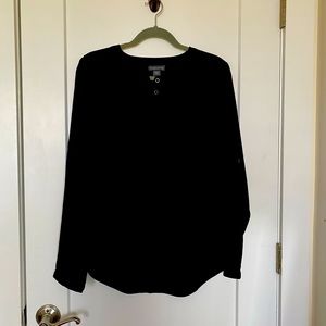 Classy Covington Size L black blouse with adjustable button up sleeves